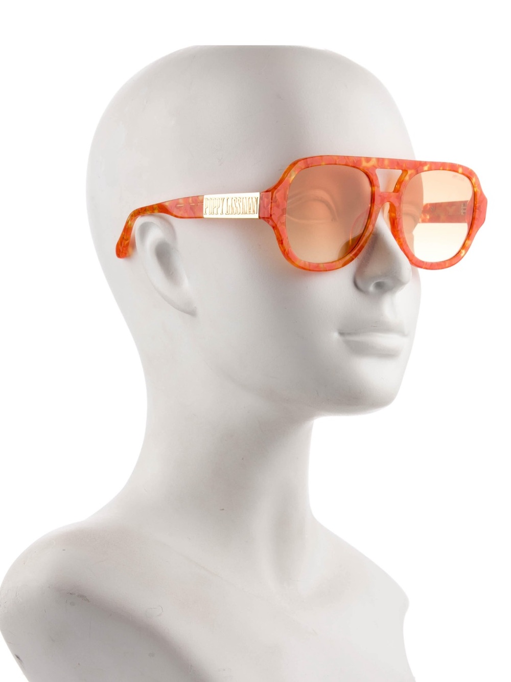 Orange Marbled Oversized Aviator Sunglasses with Gold Accent